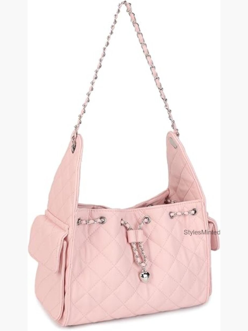 Large Quilted Hobo Bag with Chain Strap Faux Leather Tote